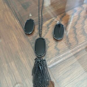 Kendra Scott Black Pendant Necklace and Earring Set
